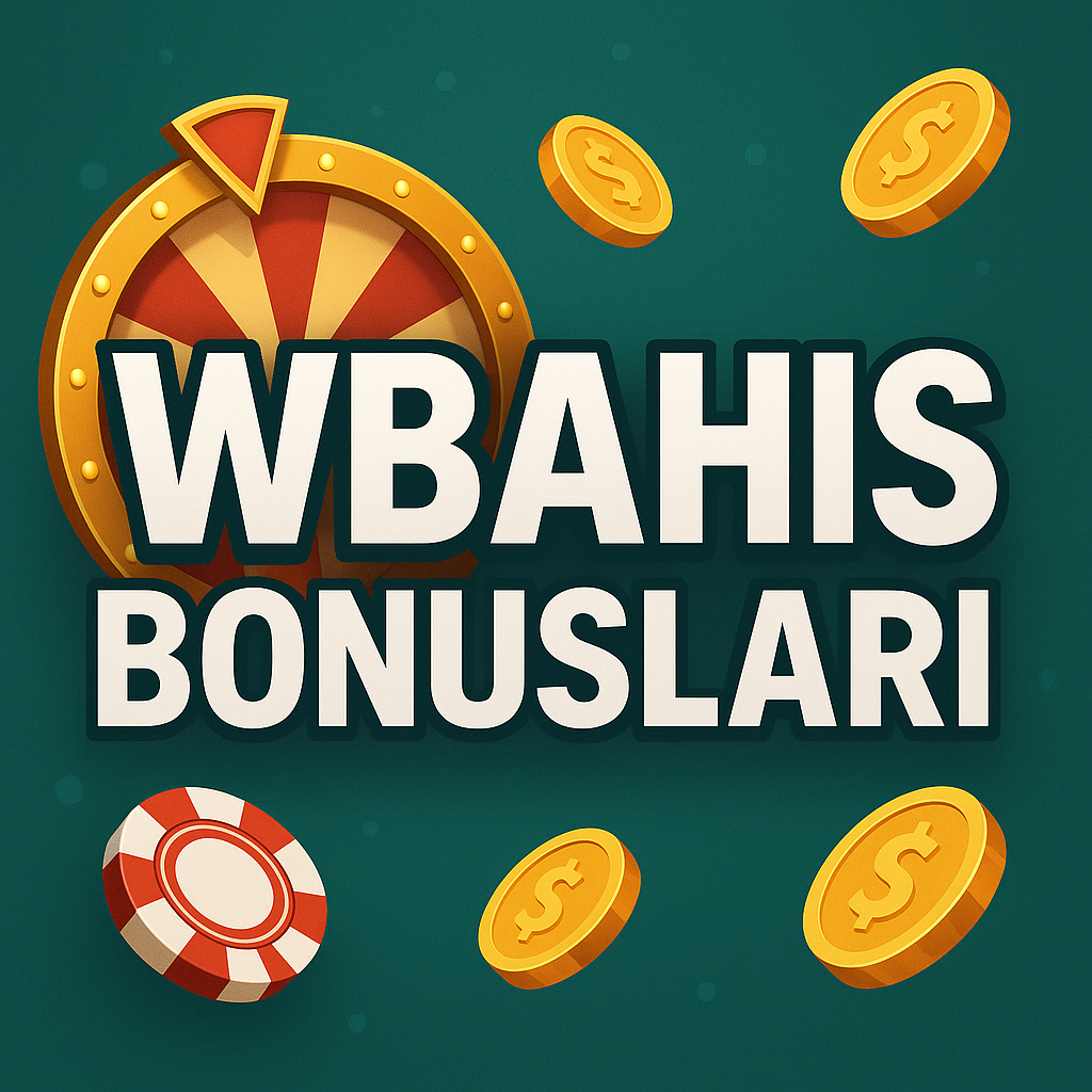 Yeşil zemin üzerinde WBAHİS BONUSLARI yazan büyük ve kalın metni çevreleyen rulet tekerleği, poker fişi ve altın paralardan oluşan illüstrasyon, wbahis mobil ve özel tekliflerin heyecanını vurguluyor.